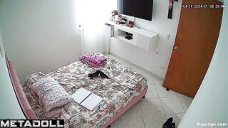 Latina girl in thong watches porn