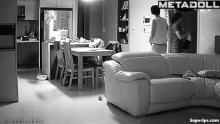 Korean mature couple has sex in the living room