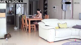 Korean mature couple has sex in the living room