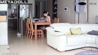Korean mature couple has sex in the living room