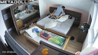 Scottish couple fuck in their bed wildly real spy cam