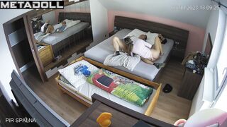 Scottish couple fuck in their bed wildly real spy cam