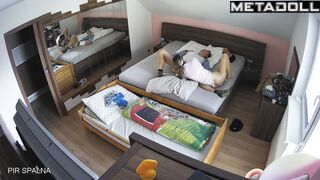 Scottish couple fuck in their bed wildly real spy cam