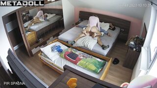 Scottish couple fuck in their bed wildly real spy cam