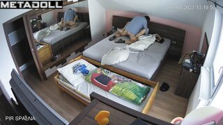 Scottish couple fuck in their bed wildly real spy cam