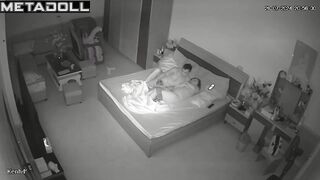 Amazing German couple having sex wildly in their bed spy cam