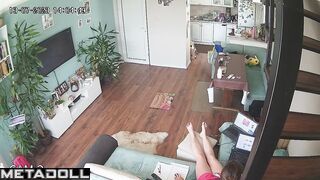 Busty brunette babysitter is masturbating in her bed voyeur IP cam