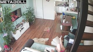 Busty brunette babysitter is masturbating in her bed voyeur IP cam
