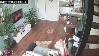 Busty brunette babysitter is masturbating in her bed voyeur IP cam