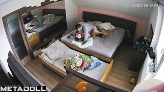 Amateur New Zealander couple fuck wildly in their bed voyeur cam