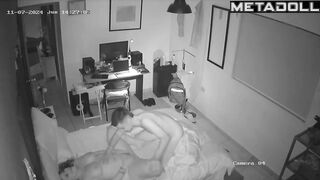 Naughty naked English brunette student girl sex in the bedroom live