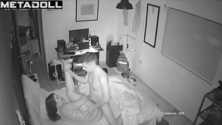 Naughty naked English brunette student girl sex in the bedroom live