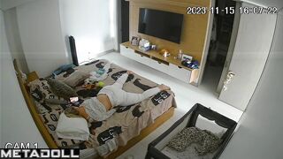 Skinny blonde step-mom has orgasms while masturbating live
