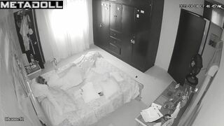 Sweet brunette woman masturbates watching porn real spy cam