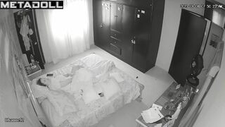 Sweet brunette woman masturbates watching porn real spy cam