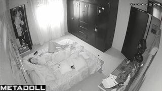 Sweet brunette woman masturbates watching porn real spy cam