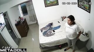 Amateur Spanish brunette fancy girl changes her clothes before masturbating