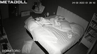 Big tits blonde aunt is masturbating in her bed for you