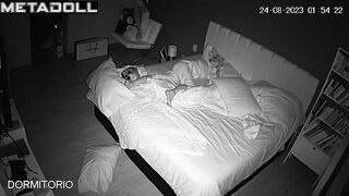 Big tits blonde aunt is masturbating in her bed for you