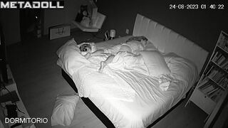 Big tits blonde aunt is masturbating in her bed for you