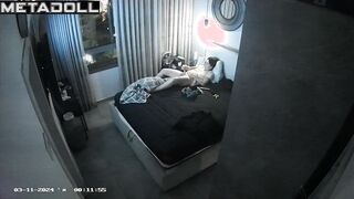 Tanned French brunette doctor rubs her pussy while watching virtual reality porn