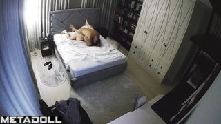 Naughty naked Belgian brunette mother fucks her fat husband hidden IP cam