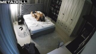 Naughty naked Belgian brunette mother fucks her fat husband hidden IP cam