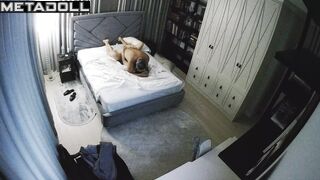 Naughty naked Belgian brunette mother fucks her fat husband hidden IP cam