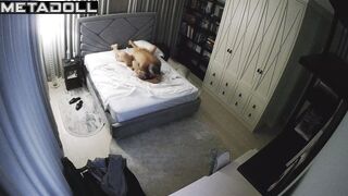 Naughty naked Belgian brunette mother fucks her fat husband hidden IP cam