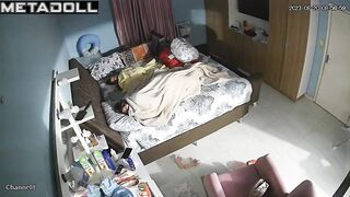 Perverse brunette mother masturbates in her bed hidden IP cam