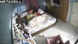 Perverse brunette mother masturbates in her bed hidden IP cam