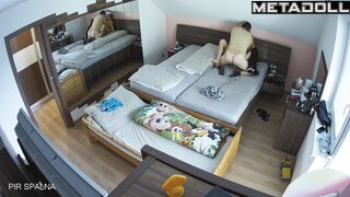 Skinny Polish brunette step-mom gives her husband a blowjob hidden IP camera