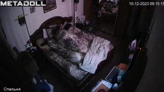 Tanned Ukrainian brunette mature wife forces her husband to cum real spy cam