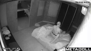 Tall blonde woman gets fucked in bed