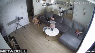 Ukrainian girl in lingerie on her sofa