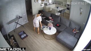 Naked Ukrainian family in her living room