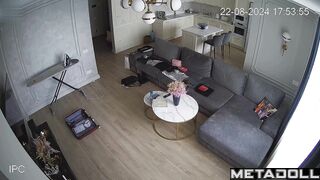 Naked Ukrainian family in her living room