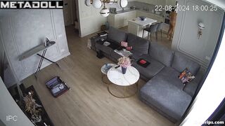 Naked Ukrainian family in her living room