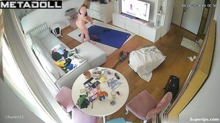 German mother in lingerie works out
