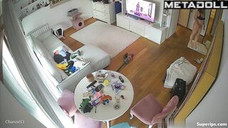 German mother in lingerie works out