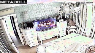 Chubby busty Finnish brunette mom masturbates while watching dancing girls porn