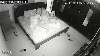 Single brunette wife is masturbating alone in her bed spy cam