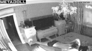 Chubby busty Greek brunette mature mom wets the bed while fucking voyeur cam