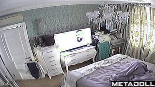 Perverse brunette woman rubs her hairy pussy real hidden cam