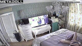 Perverse brunette woman rubs her hairy pussy real hidden cam