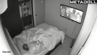 Naughty naked Finnish brunette MILF masturbates while thinking about striptease porn