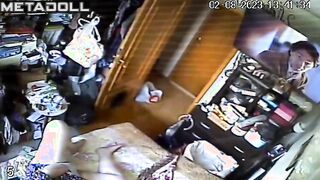 Mature blonde babysitter masturbates watching porn voyeur cam
