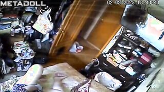 Mature blonde babysitter masturbates watching porn voyeur cam