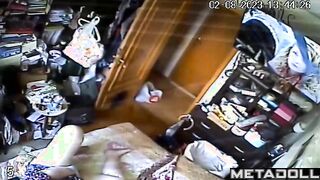 Mature blonde babysitter masturbates watching porn voyeur cam