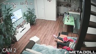 Perverse Dutch brunette woman rubs her pussy while watching pussy licking porn